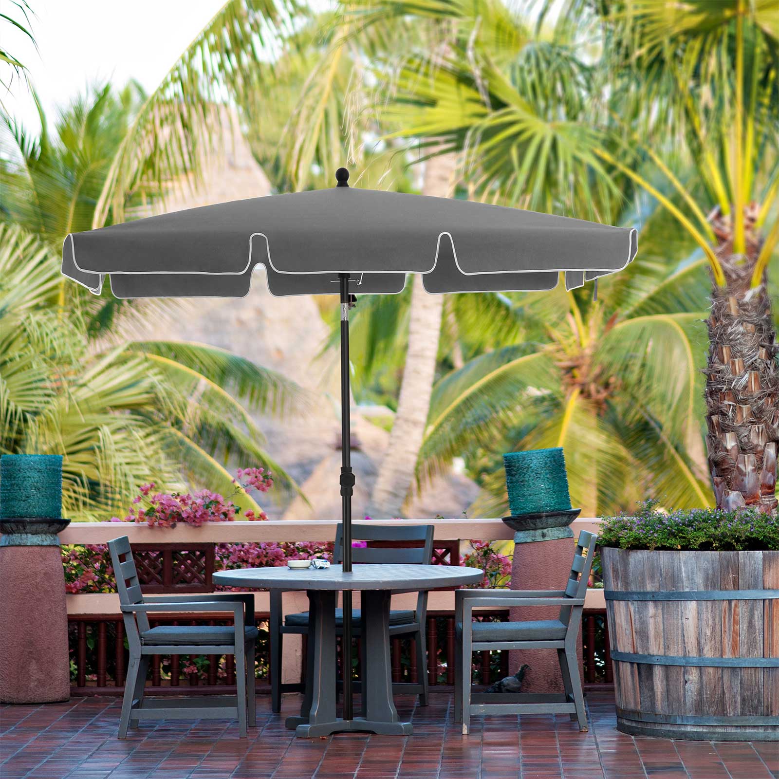 Parasol - Rectangular garden parasol - Foldable - 200 x 125 cm - Gray