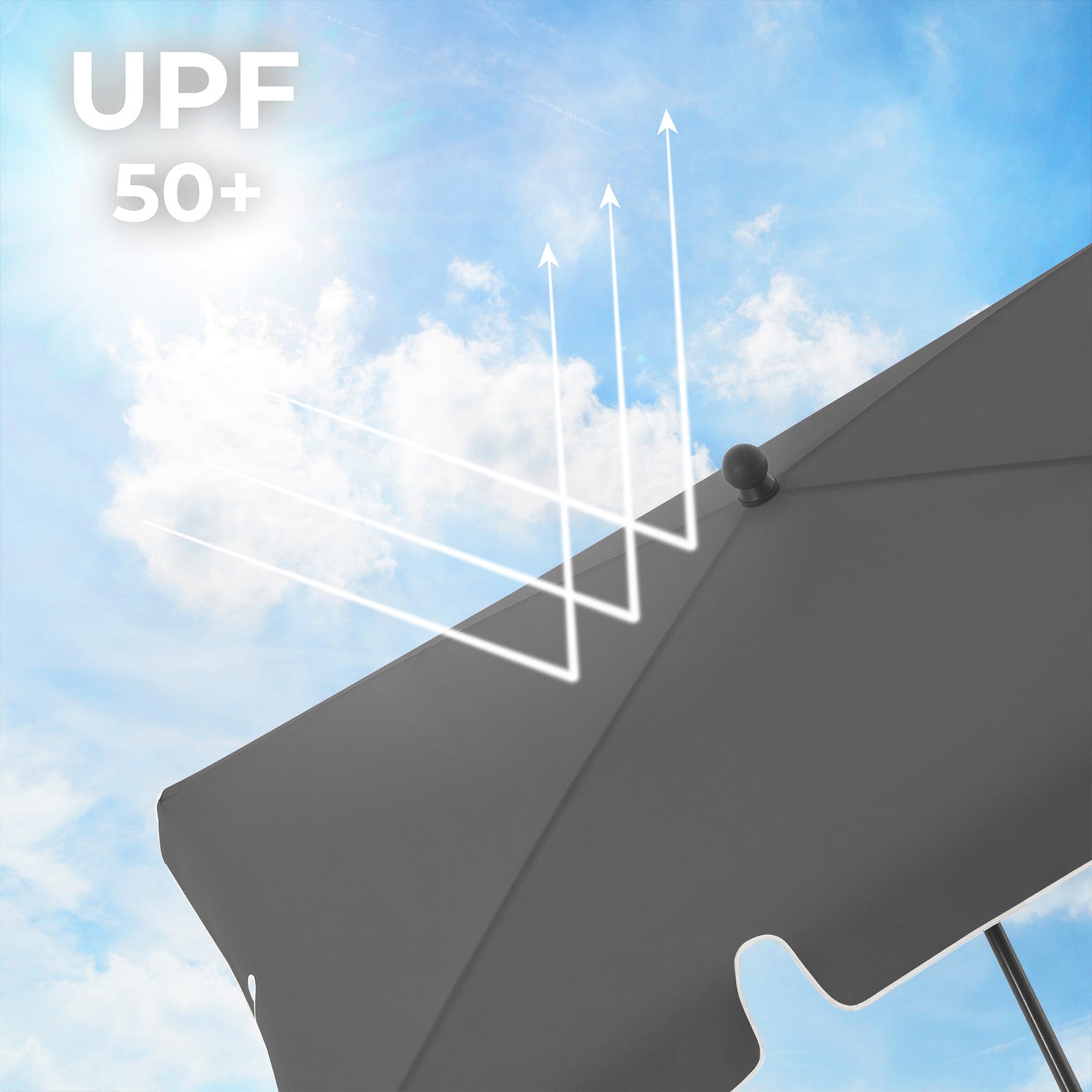 Parasol - Rectangular garden parasol - Foldable - 200 x 125 cm - Gray