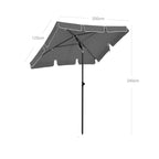 Parasol - Rectangular garden parasol - Foldable - 200 x 125 cm - Gray