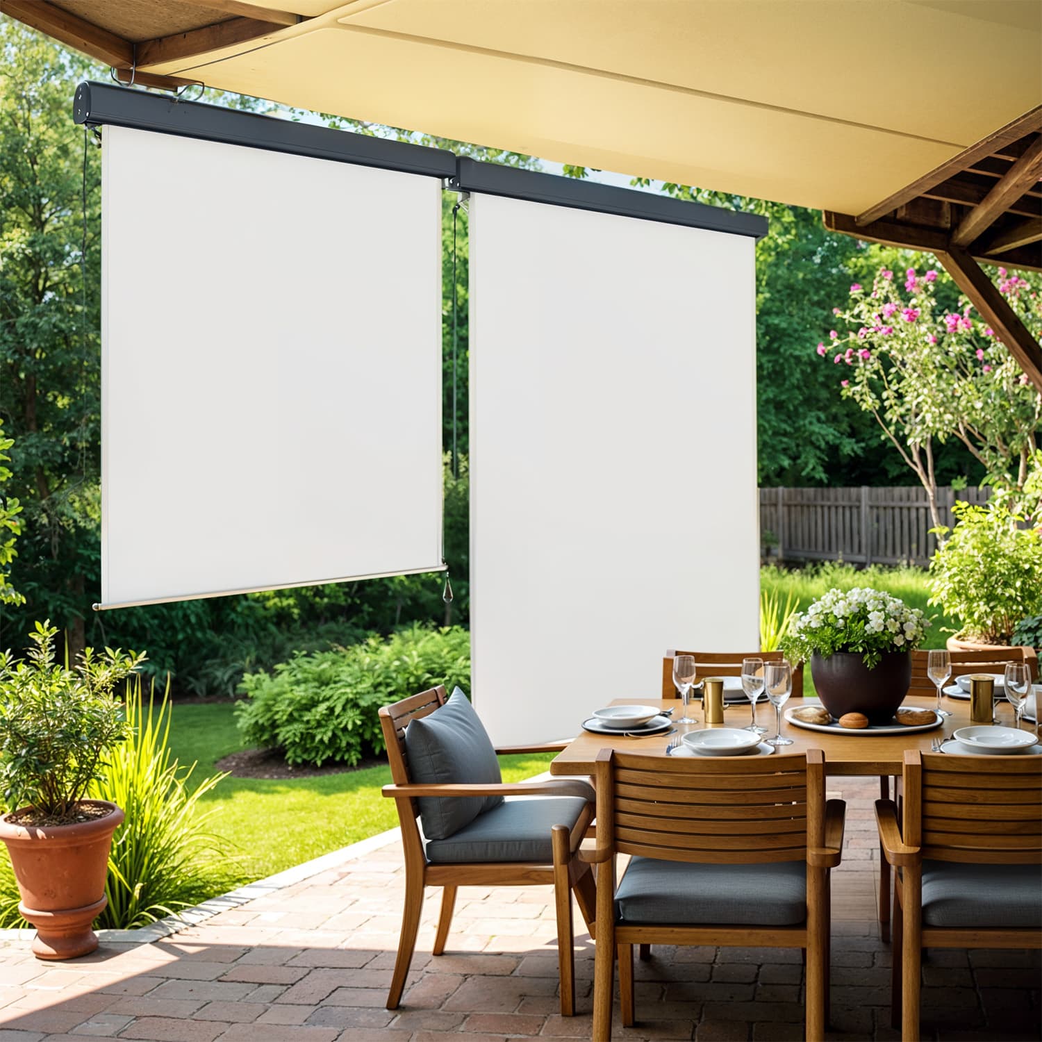 Vertical canopy - extendable, set of 2, sun protection for balcony or terrace