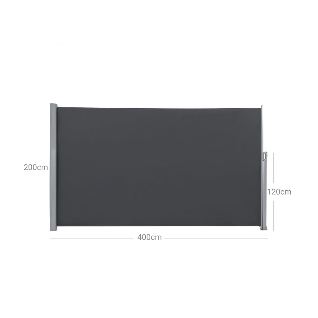 Side canopy - Extendable awning - View protection - 200 x 400 cm - Black