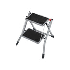 Stairladder - Metal frame - 2 steps - Anti -slip - Gray