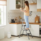 Stapping stool - With 3 steps - Metal frame - Gray / black