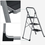 Stapping stool - With 3 steps - Metal frame - Gray / black