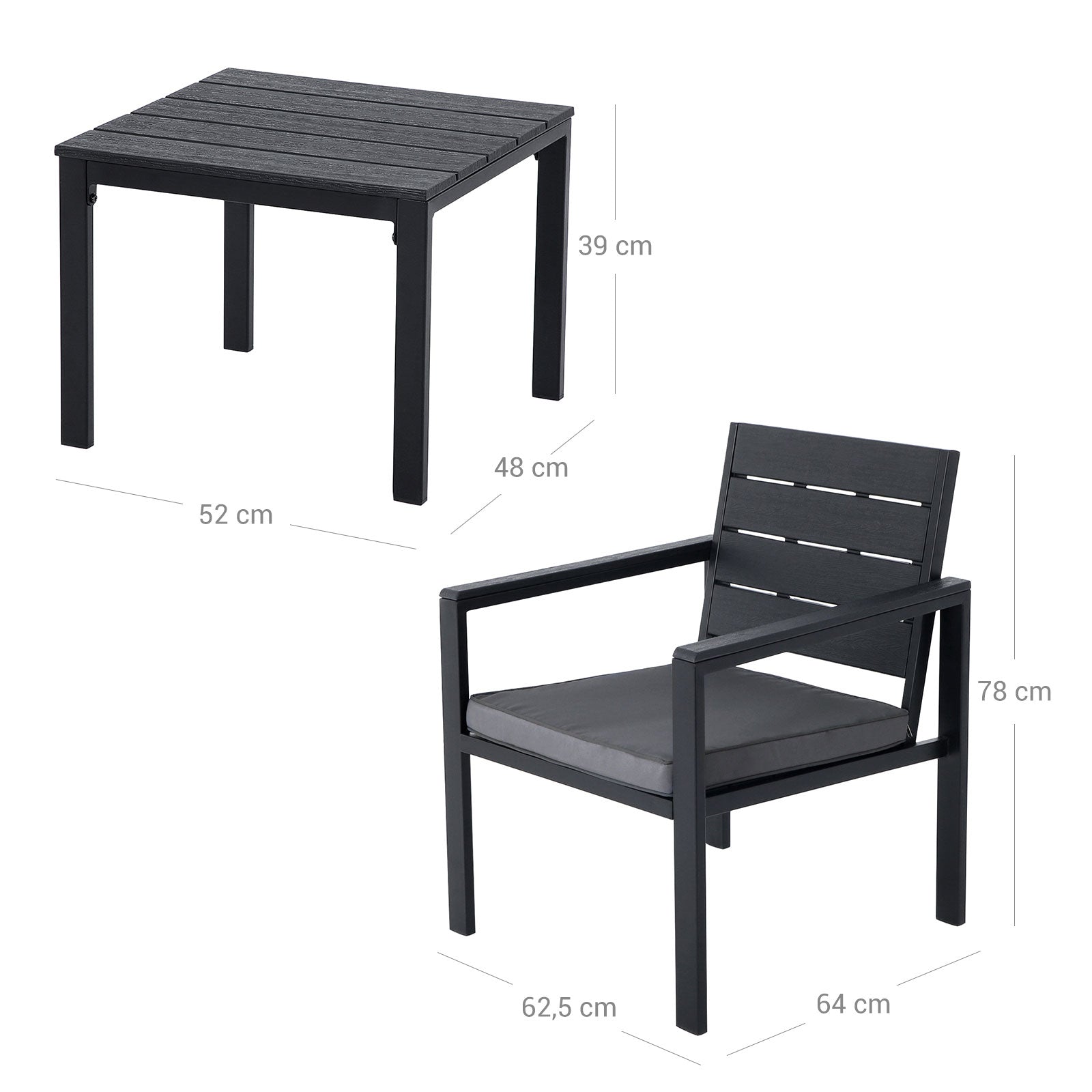 Garden furniture set-3-part-Black