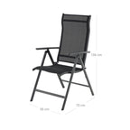 Garden chairs - Set of 4 outdoor chairs - Klapbaar - Aluminum frame - Black