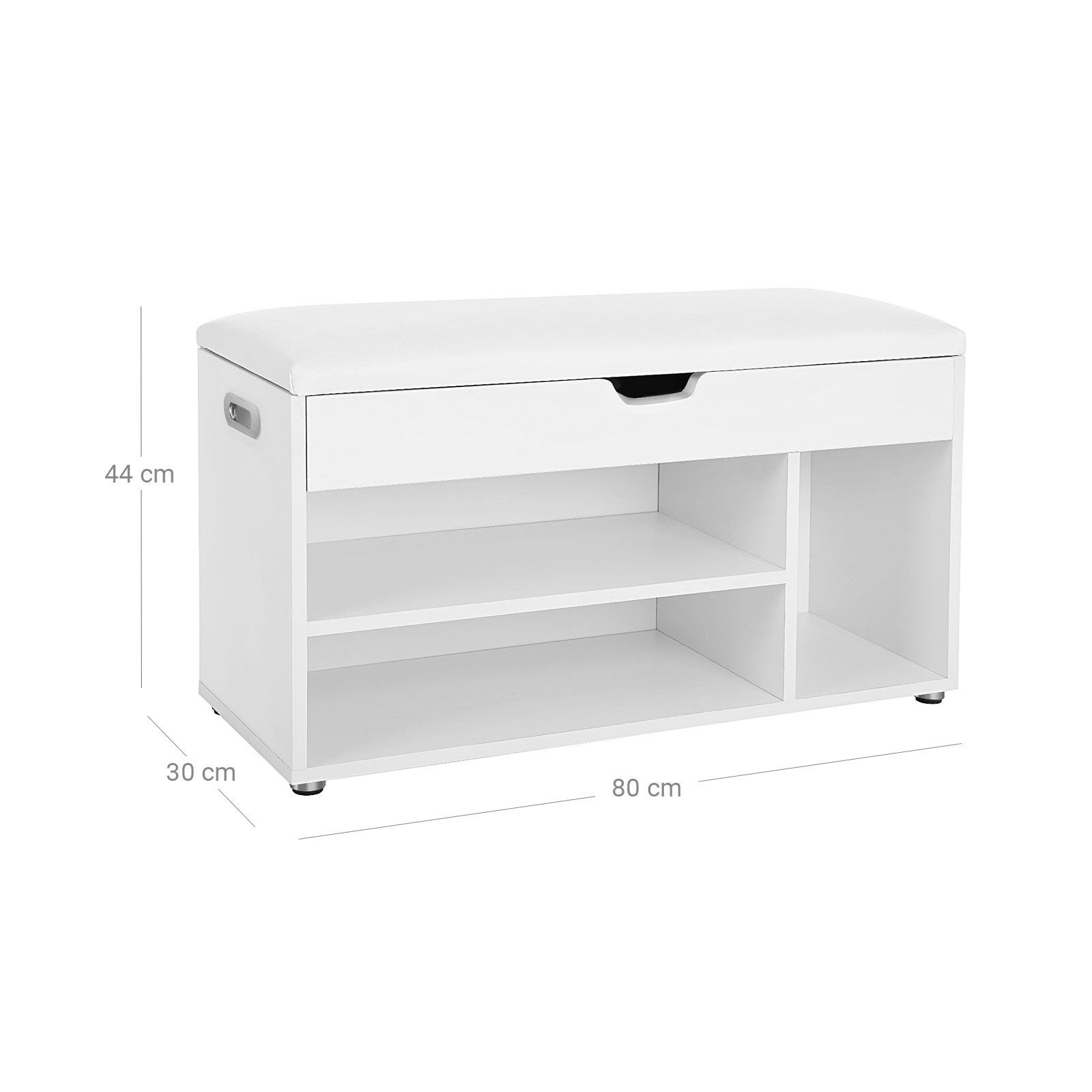 Shoe Bank - with seat cushions - 3 compartments - White
