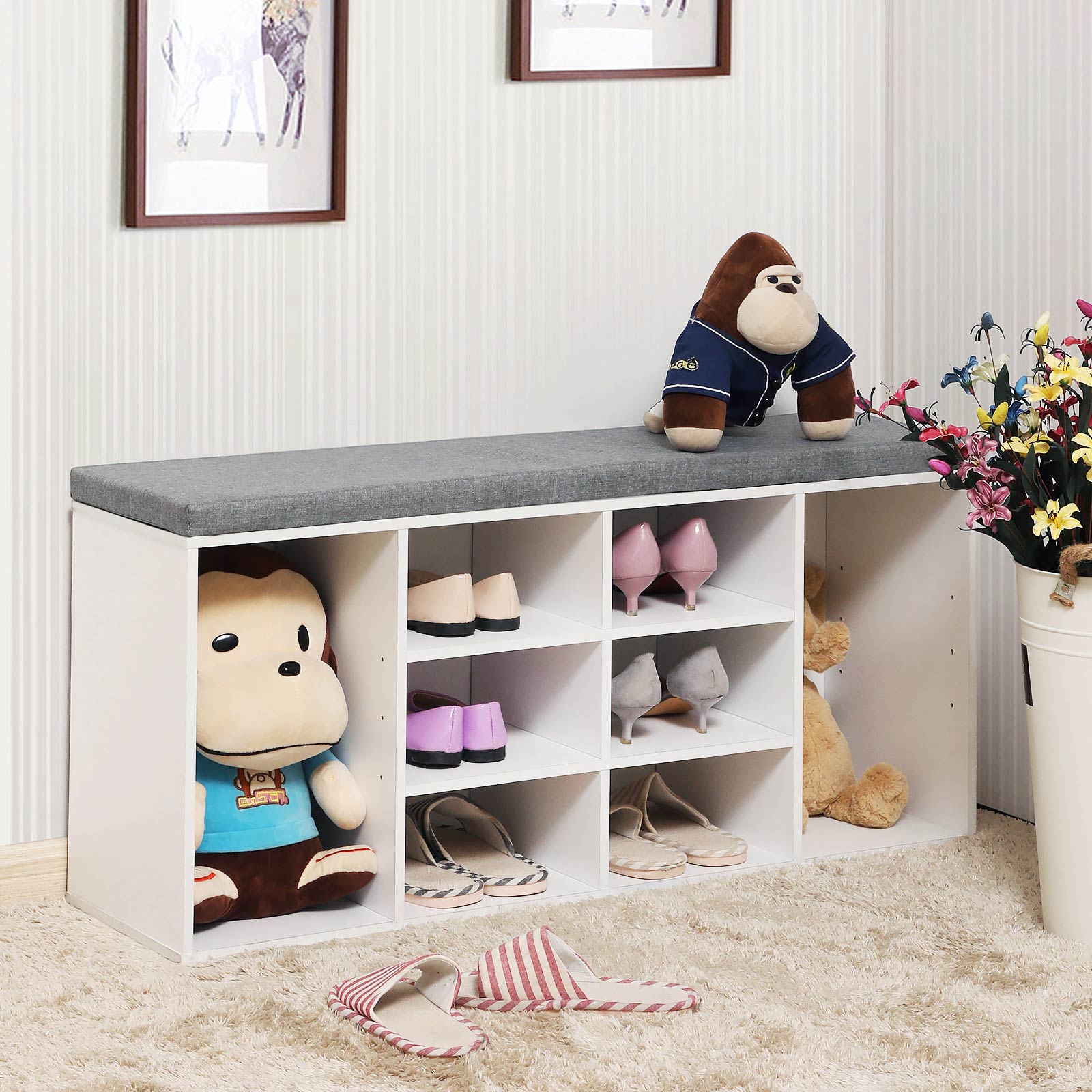 Shoe bank - 10 compartments - sofa - white