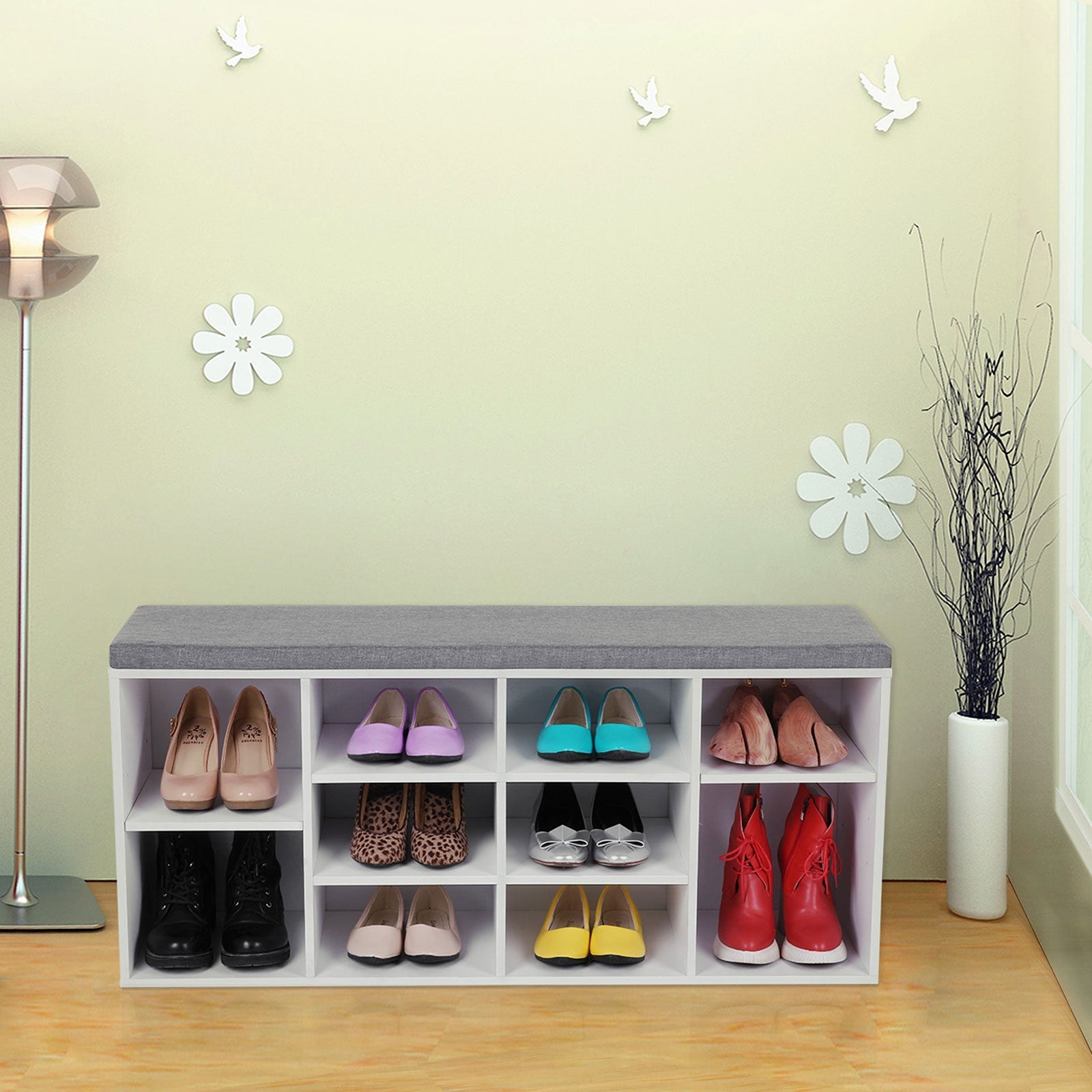 Shoe bank - 10 compartments - sofa - white