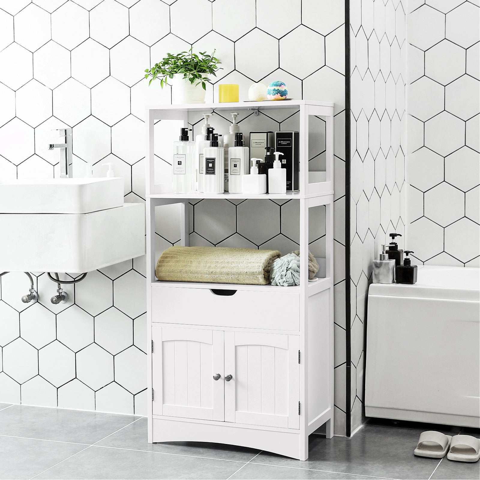 Bedroom cabinet - living room cabinet - bathroom cabinet - storage cupboard - wood - white