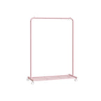 Clothing rack 91 cm wide on pastel pink wheels