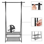 Clothing rack - with shoe rack - metal - black