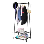 Clothing rack - with shoe rack - metal - black