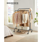 Clothing rack - On wheels - 2 clothing rods - Black