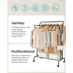 Clothing rack - On wheels - 2 clothing rods - Black