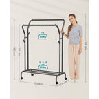 Clothing rack - On wheels - 2 clothing rods - Black