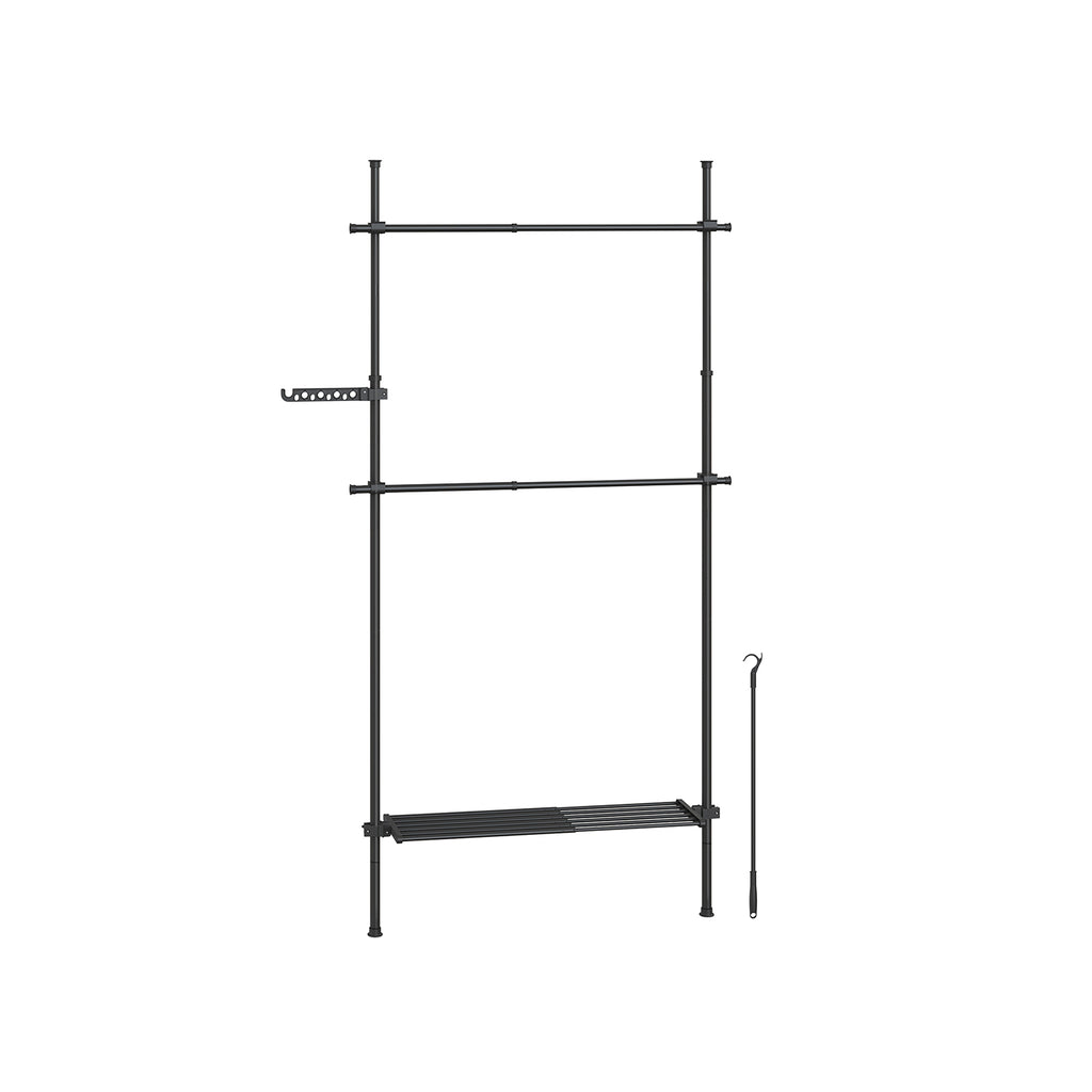 Clothing rack - from floor to ceiling - with matte black shelf