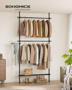 Clothing rack - from floor to ceiling - with matte black shelf