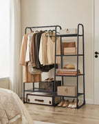 Clothing rack with 5 shelves and steel frame ink -black