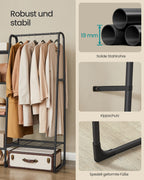 Clothing rack with 5 shelves and steel frame ink -black