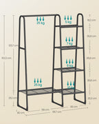 Clothing rack with 5 shelves and steel frame ink -black