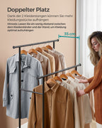 Clothing rack - On wheels - Vintage Brown & Ink -Zwart