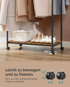 Clothing rack - On wheels - Vintage Brown & Ink -Zwart