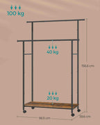Clothing rack - On wheels - Vintage Brown & Ink -Zwart