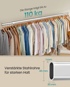 Clothing rack on wheels-45x (160-200) X162.9 cm-silver