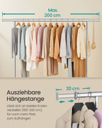 Clothing rack on wheels-45x (160-200) X162.9 cm-silver