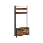 Coat rack - wardrobe with shoe cabinet and bench - clothes rack - shoe storage - vintage brown