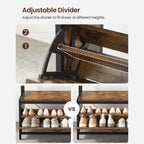 Coat rack - wardrobe with shoe cabinet and bench - clothes rack - shoe storage - vintage brown