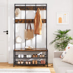 Coat rack with sofa - 12 clothes hooks - shoe rack - Industrial design - Sturdy steel frame