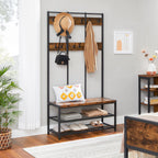 Coat rack with sofa - 12 clothes hooks - shoe rack - Industrial design - Sturdy steel frame