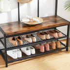 Coat rack with sofa - 12 clothes hooks - shoe rack - Industrial design - Sturdy steel frame
