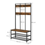 Coat rack with sofa - 12 clothes hooks - shoe rack - Industrial design - Sturdy steel frame