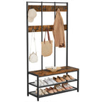 Coat rack with sofa - 12 clothes hooks - shoe rack - Industrial design - Sturdy steel frame