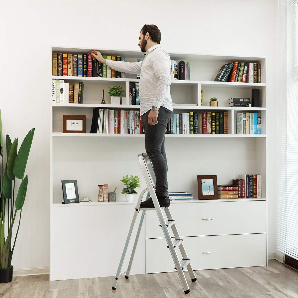 Household Radder - 4 Levels - Aluminum - Anti -slip - Silver