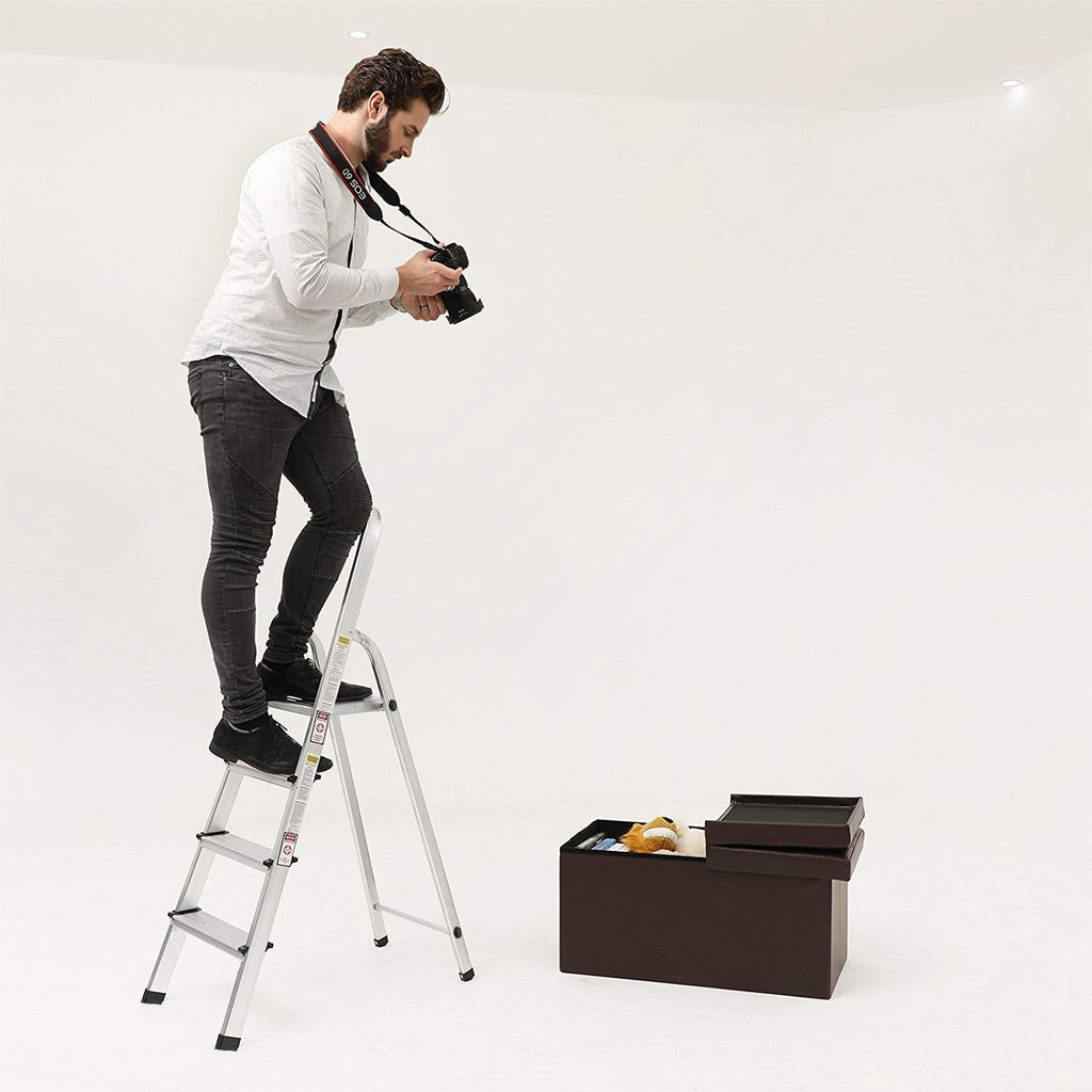 Household Radder - 4 Levels - Aluminum - Anti -slip - Silver
