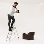 Household Radder - 4 Levels - Aluminum - Anti -slip - Silver