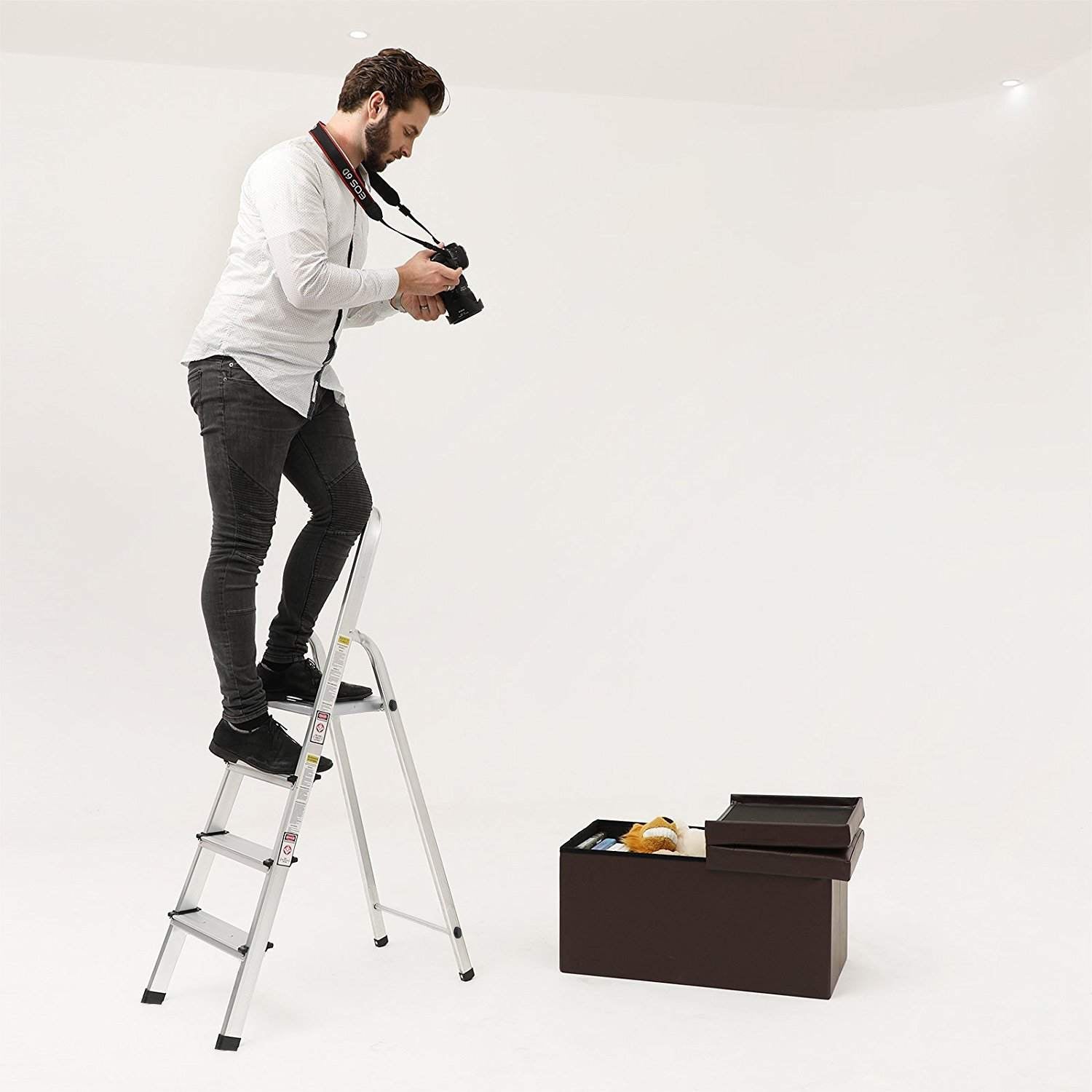 Household Radder - 4 Levels - Aluminum - Anti -slip - Silver