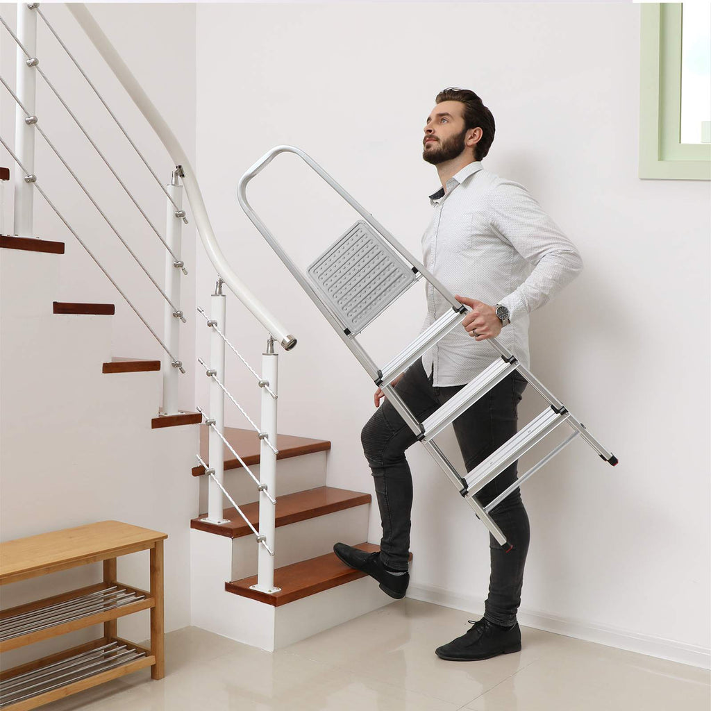 Household Radder - 4 Levels - Aluminum - Anti -slip - Silver
