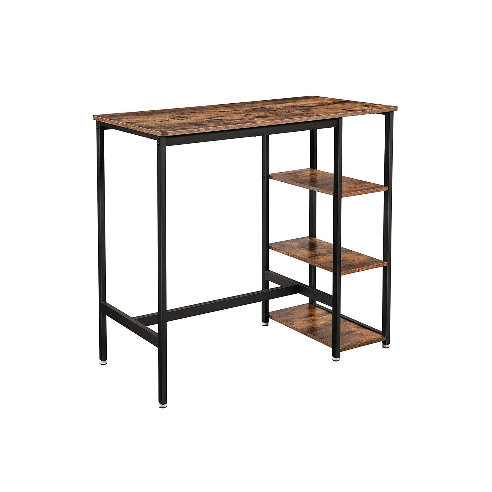 Bartafel - With 3 shelves - Industrial look - Metal frame and wooden leaf - Brown