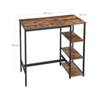 Bartafel - With 3 shelves - Industrial look - Metal frame and wooden leaf - Brown