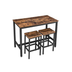 Bar table - Set with 2 bar stools - High table - 120 x 60 x 90 cm - Vintage brown/black