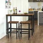 Bar table - Set with 2 bar stools - High table - 120 x 60 x 90 cm - Vintage brown/black