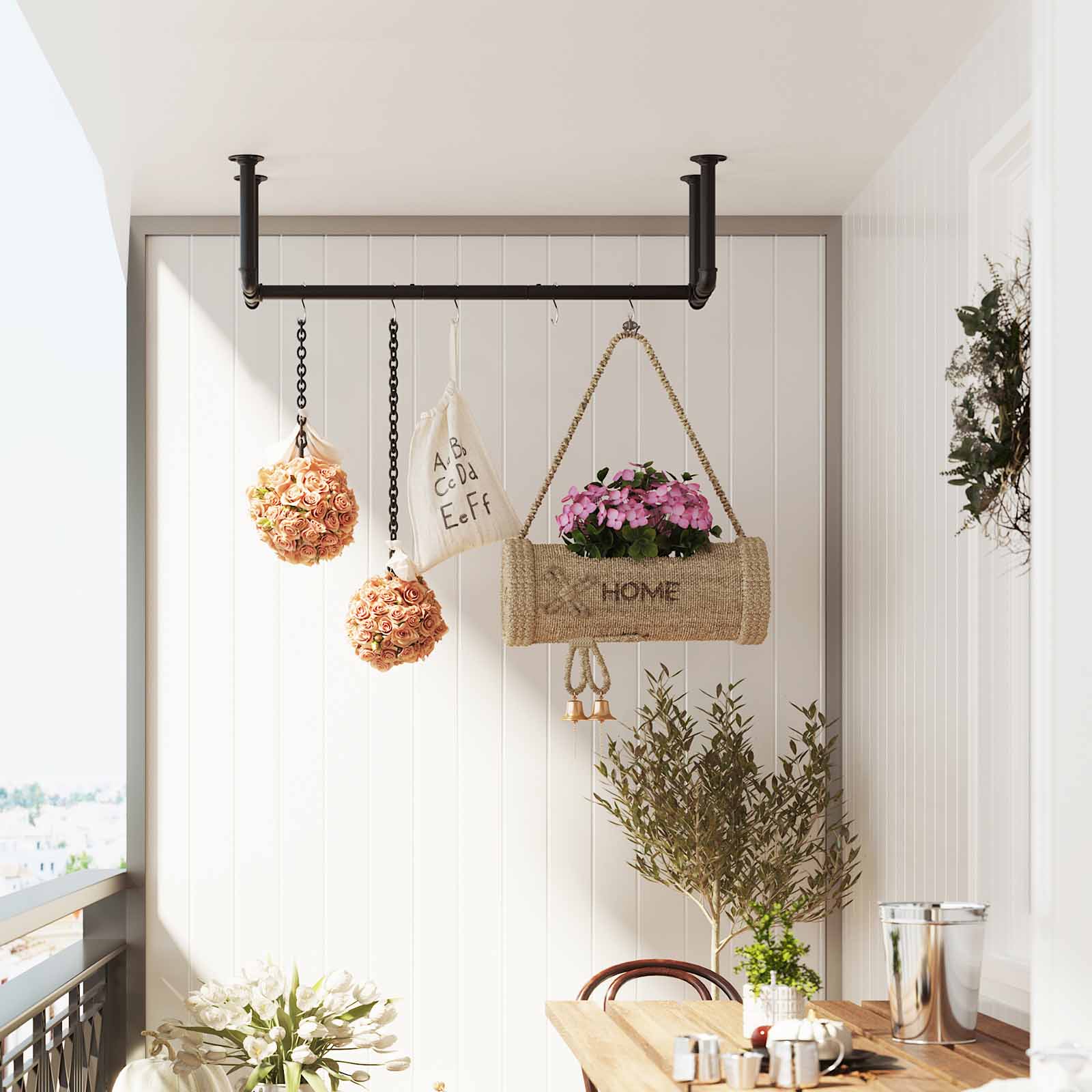 Clothing rod - Wall mounting - Coat rack - Industrial design - Black