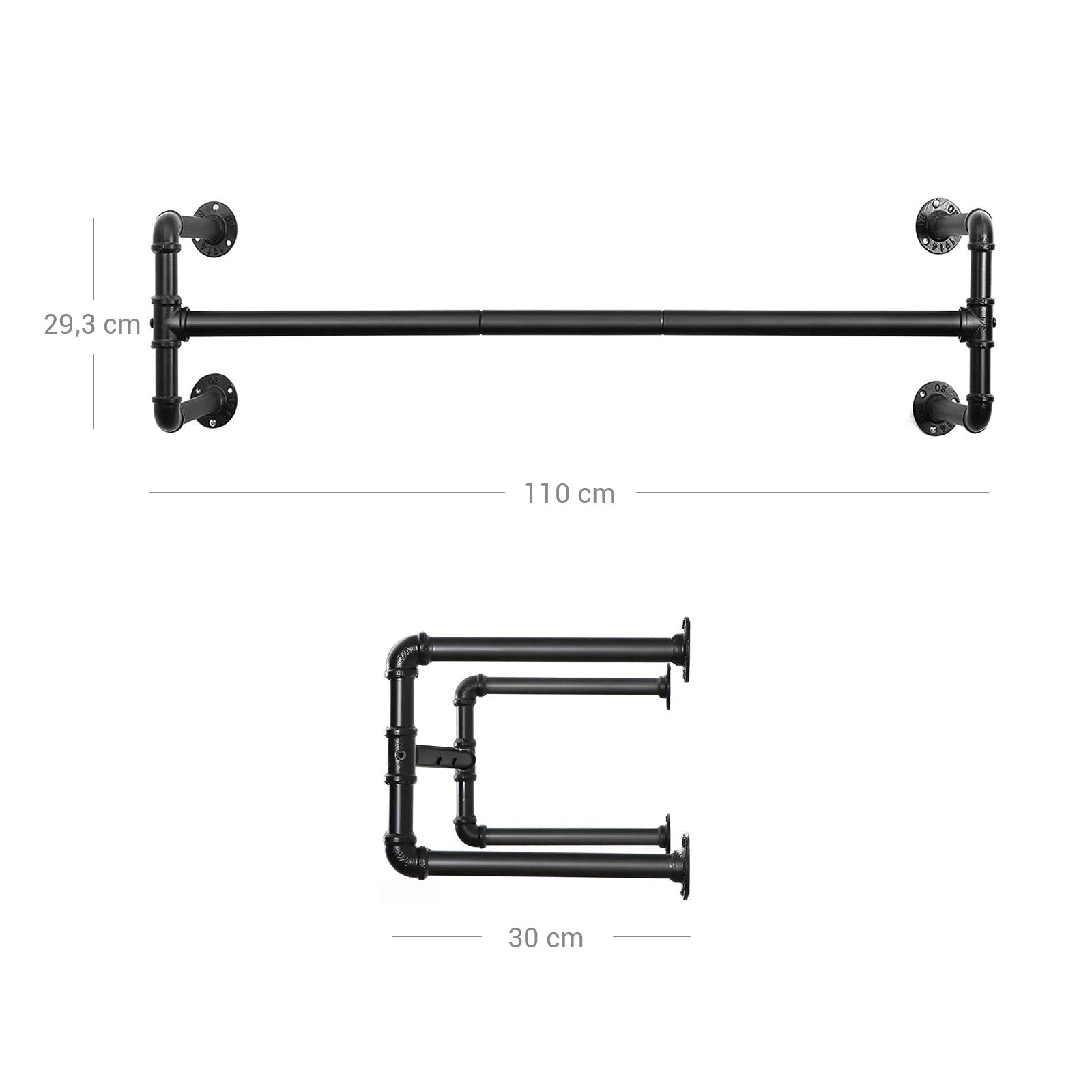 Clothing rod - Wall mounting - Coat rack - Industrial design - Black