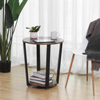 Side table - Round sofa table - bedside table - Living room table - Vintage Brown/Black