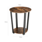 Side table - Round sofa table - bedside table - Living room table - Vintage Brown/Black